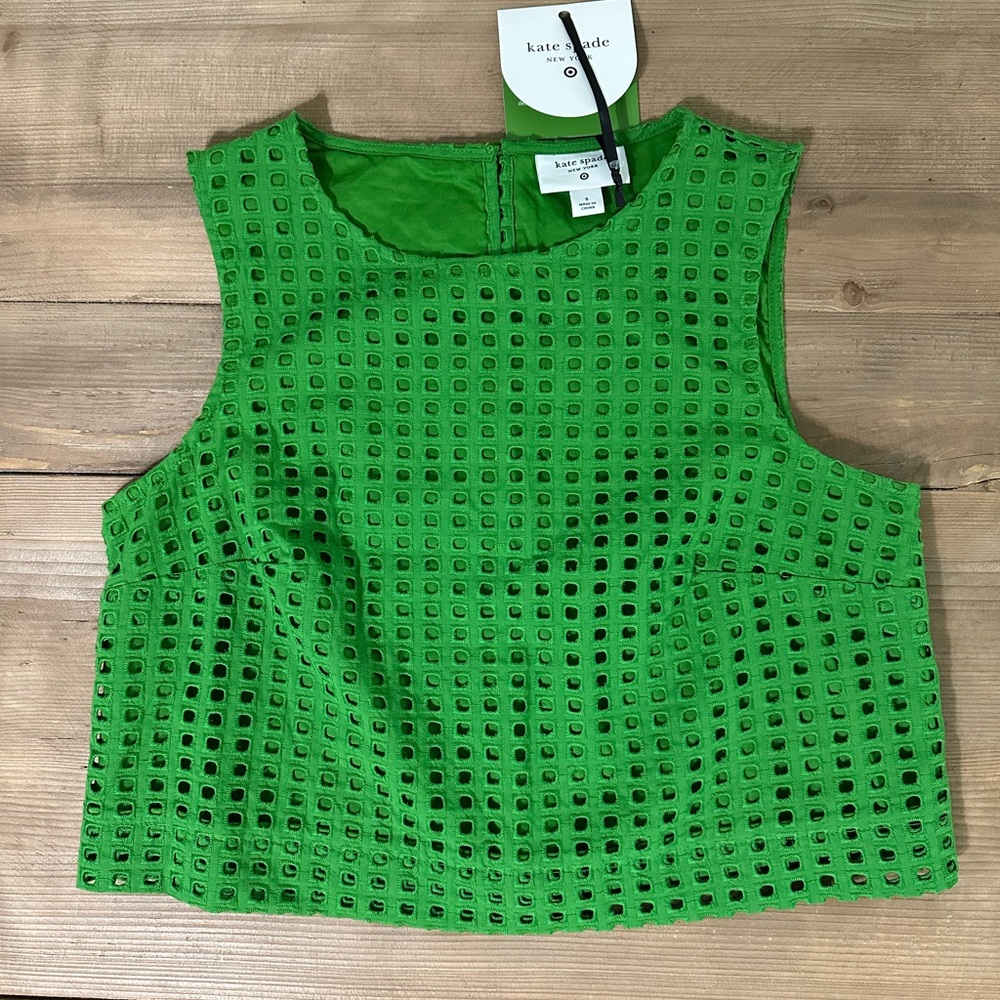 kate spade Bright Green Eyelet Sleeveless Tank